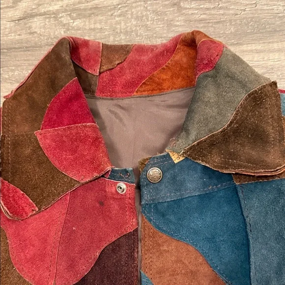 VINTAGE BadLeather Mens Sz 44 Multicolor Patchwork Leather Jacket